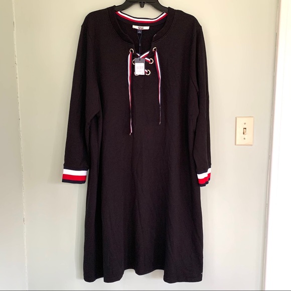Tommy Hilfiger Plus Size Long Sleeve Lace Up Dress - Picture 4 of 12